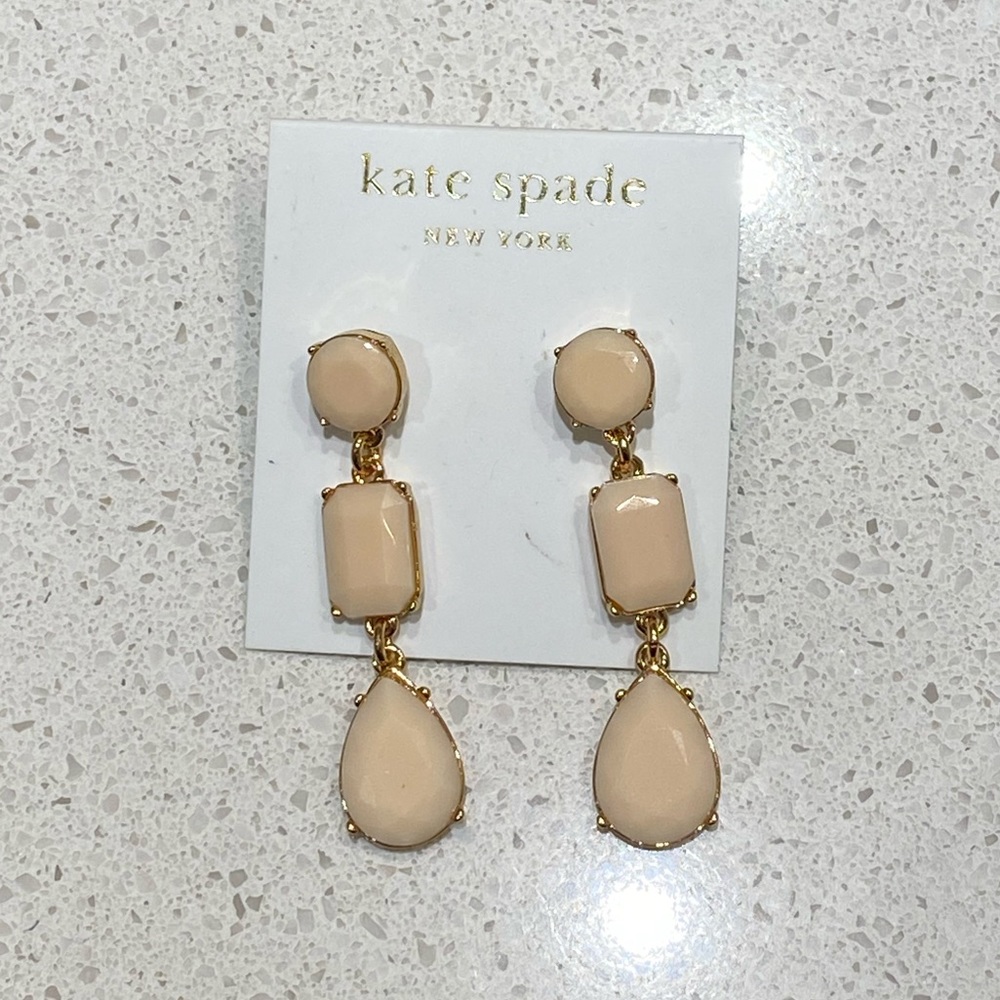 BRAND NEW Kate Spade pale pink/gold drop earrings